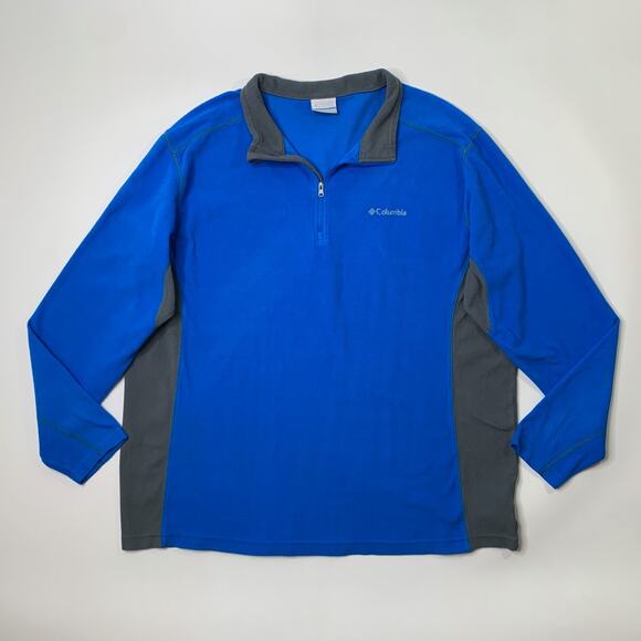 Columbia Sweatshirt Mens XXL Gray Blue Klamath Range II Half Zip Fleece Pullover - Picture 2 of 10